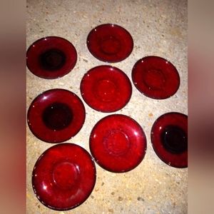Ruby red set 8 saucers